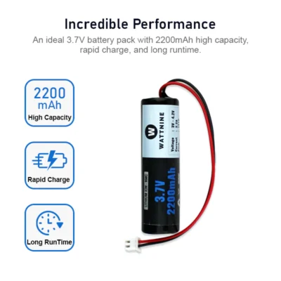 3.7V 2200mah Lithium Battery with wire and BMS Protection - Image 3