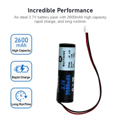 3.7V 2600mah Lithium Battery with wire and BMS Protection - Image 3