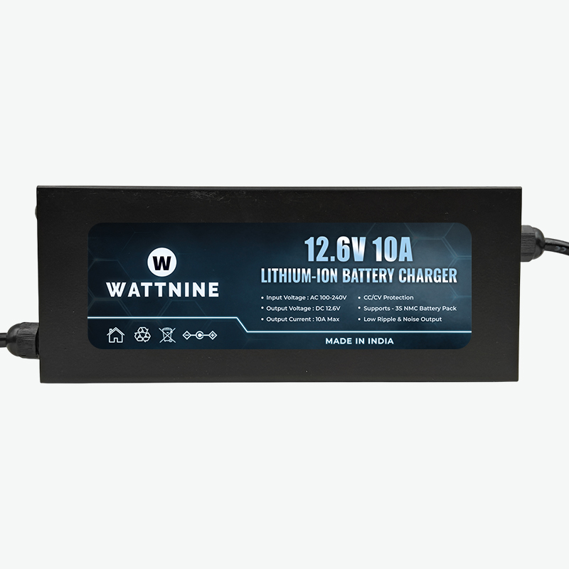 WATTNINE 12.6V 10A Lithium-Ion Battery Charger for 3S NMC Battery Pack - 126W Table-Top Charger with CC & CV - Image 3