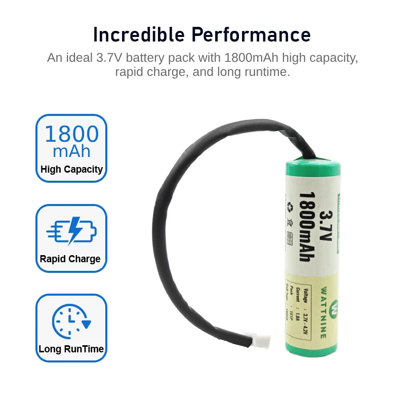 WATTNINE® 3.7V 1800mAh Rechargeable Lithium Battery Pack with Warranty - Image 2