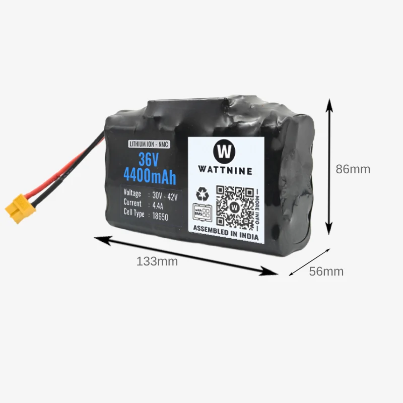 WATTNINE® 36V 4400mAh Rechargeable Lithium Battery with Warranty for Hoverboard, Segway, Industrial and Commercial Application - Image 3