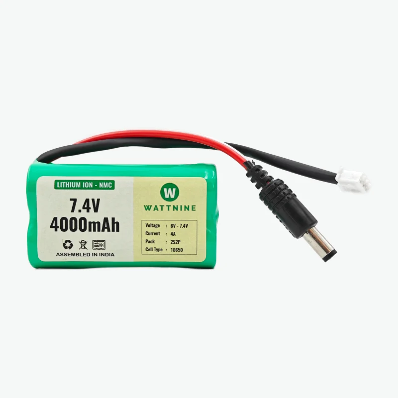 WATTNINE® 7.4V 4000mAh Rechargeable Lithium Battery Pack with Warranty