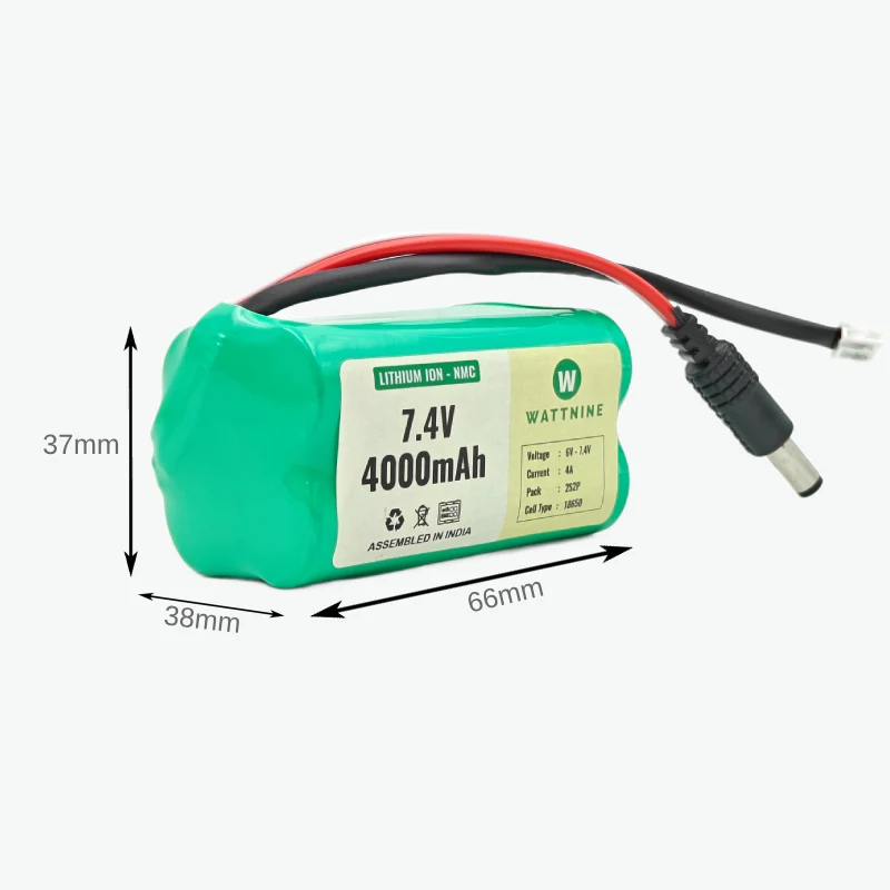 WATTNINE® 7.4V 4000mAh Rechargeable Lithium Battery Pack with Warranty - Image 3